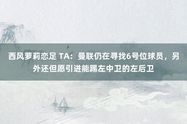 西风萝莉恋足 TA：曼联仍在寻找6号位球员，另外还但愿引进能踢左中卫的左后卫