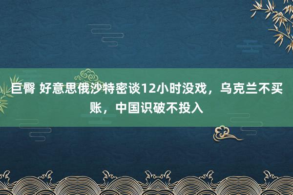 巨臀 好意思俄沙特密谈12小时没戏，乌克兰不买账，中国识破不投入