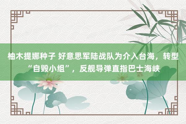 柚木提娜种子 好意思军陆战队为介入台海，转型“自毁小组”，反舰导弹直指巴士海峡