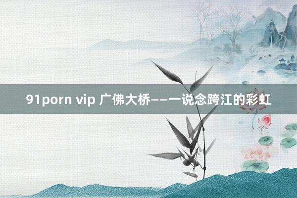 91porn vip 广佛大桥——一说念跨江的彩虹
